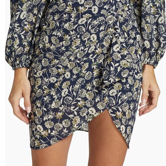 NWT The Westside Zuri Draped Ruffle Miniskirt in Navy Night Size M - Picture 1 of 12